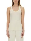 Lemaire Nahtloses Geripptes Tanktop In Ivory