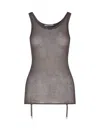 Lemaire Ribbed Tank Top With Garters In Brown