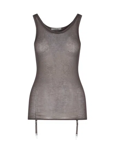 Lemaire Ribbed Tank Top With Garters In Gray