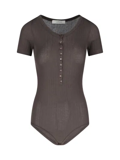 LEMAIRE LEMAIRE RIBBED TEXTURED BODYSUIT WITH ROUND NECKLINE