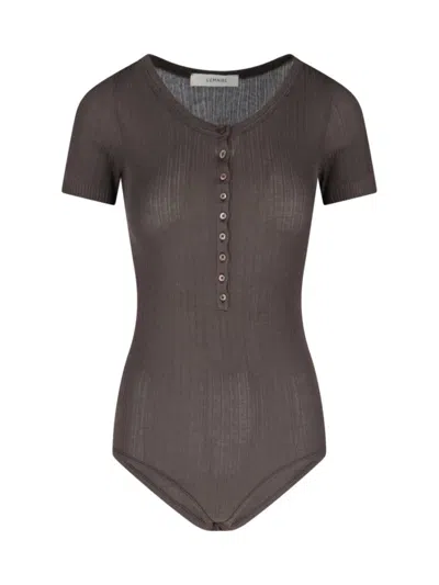 LEMAIRE RIBBED TEXTURED BODYSUIT WITH ROUND NECKLINE