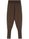 Lemaire Ribbed-trim Trousers In Brown