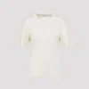Lemaire Rib Minimalist Classic Crew Neck Cotton T-shirt In Blue