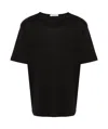 Lemaire Crewneck Ribbed Texture Plain Design T-shirt In Black