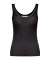 Lemaire Form-fitting Black Ribbed Tank Top With Scoop Neckline In Black