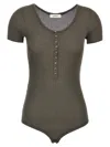 Lemaire Ribbed Textured Bodysuit With Round Neckline In Gray