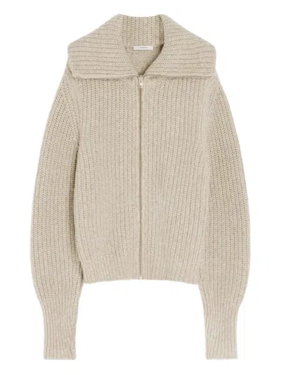 Lemaire Ribbed Zip-fastening Cardigan In Neutral