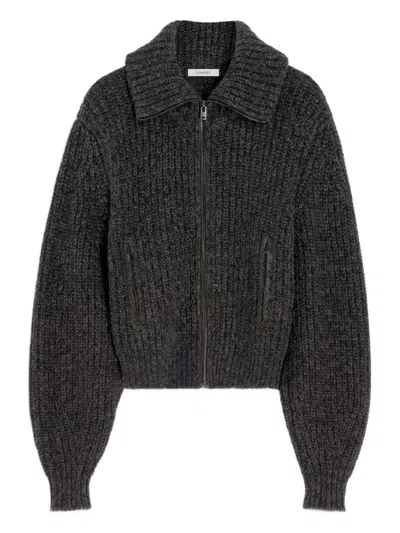 Lemaire Ribbed Zip-up Cardigan In Black
