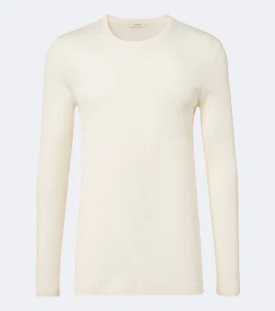 Lemaire Ribbed-knit Cotton T-shirt In White