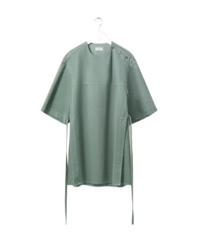 Lemaire Round Collar Tie T-shirt In Green