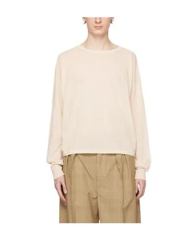 Lemaire Off-white Boxy Sweater In Wh001 Chalk