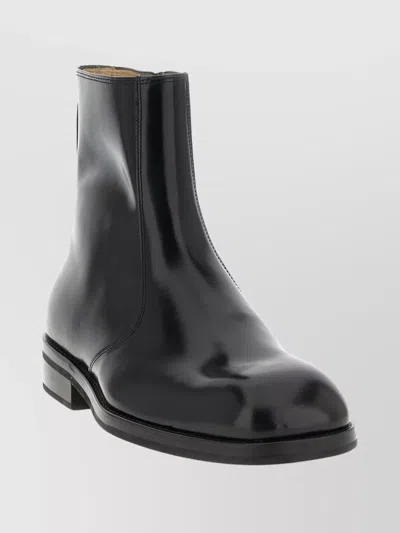 Lemaire Round Toe Leather Ankle Footwear In Black