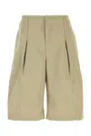 Lemaire Sage Green Cotton Bermuda Shorts In Green