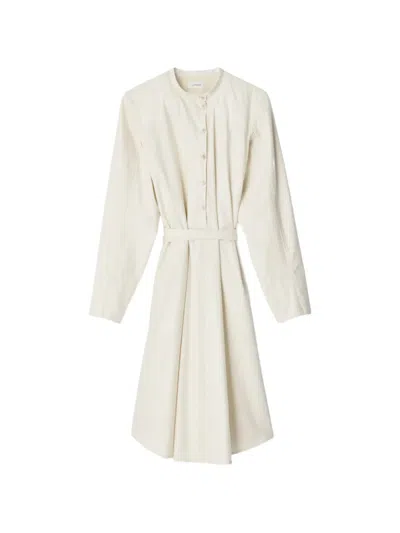 Lemaire Sailor Dress In Washed Cotton And Silk Blend In Neutral