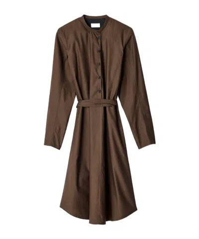 Lemaire Sailor Dress In Washed Cotton And Silk Blend In Burgundy