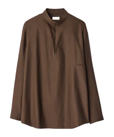 Lemaire Sailor Top In Washed Cotton And Silk Blend In Brown