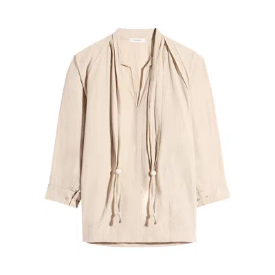 Pre-owned Lemaire Scarf Blouse 'greige' | Tan | Women's Size 34 In Brown