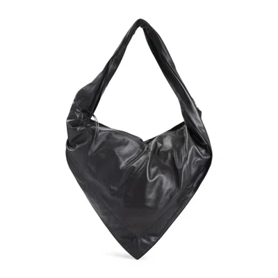 Lemaire Scarf Dark Brown Mutton Shoulder Bag In Black