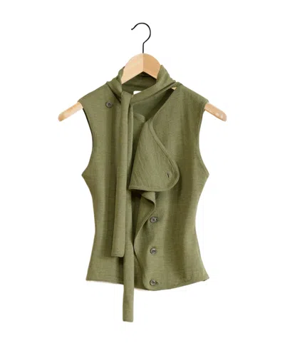 Lemaire Scarf-detail Asymmetric Top In Green