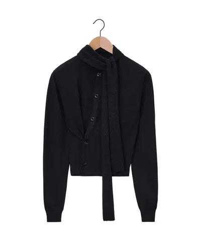 Lemaire Scarf-detail Cardigan In Black