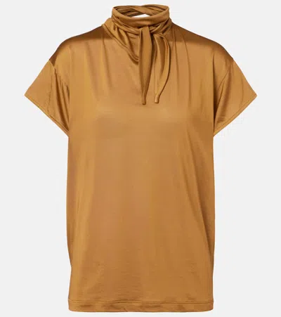 Lemaire Knitted Short-sleeved T-shirt With A Square Scarf Design. In Brown
