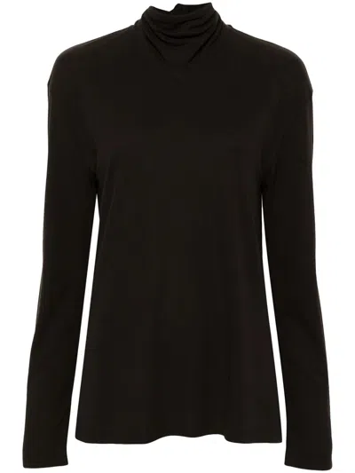 Lemaire Scarf-detail Long-sleeve Top In Black