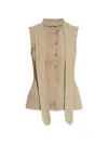 Lemaire Beige Wool Blend Asymmetric Sleeveless Cardigan In Neutral