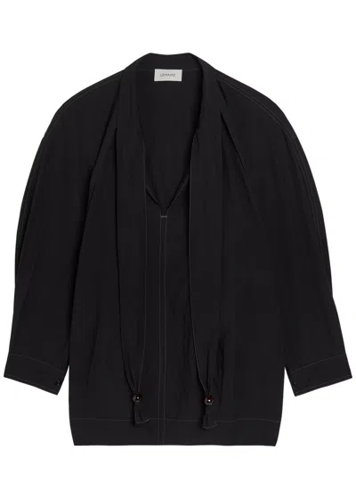 Lemaire Scarf-effect Cotton Blouse In Black