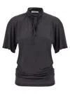Lemaire Silk Crewneck Top With Knotted Scarf Detail In Black