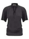 Lemaire Silk Crewneck Top With Knotted Scarf Detail In Black