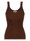 Lemaire Scoop-neck Cotton Tank Top In Brown