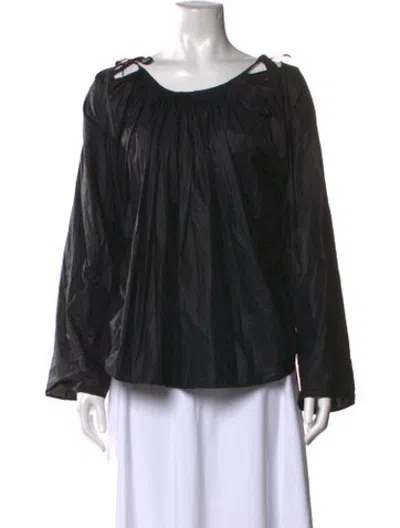 Pre-owned Lemaire Scoop Neck Long Sleeve Blouse In Black