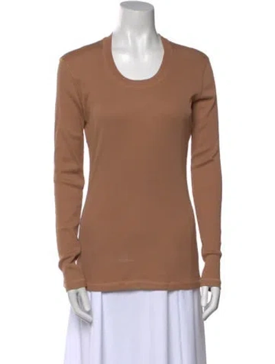 Pre-owned Lemaire Scoop Neck Long Sleeve Top In Brown