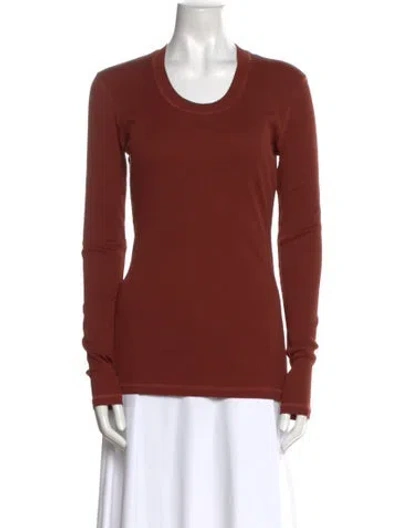 Pre-owned Lemaire Scoop Neck Long Sleeve Top In Orange