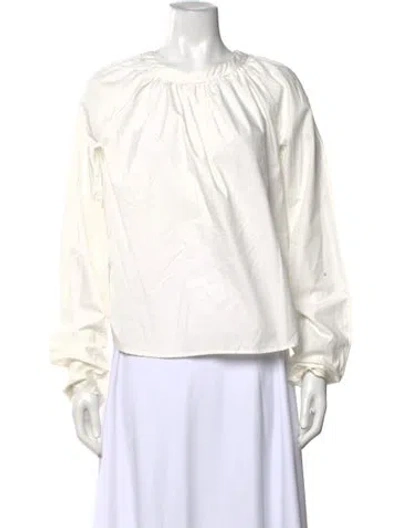 Pre-owned Lemaire Scoop Neck Long Sleeve Top In White
