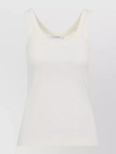 Lemaire Scoop Neck Rib Knit Sleeveless Top In White