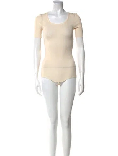 Pre-owned Lemaire Scoop Neck Short Sleeve Bodysuit In Neutral