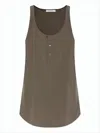 Lemaire Scoop Neck Sleeveless Top With Front Button Placket In Brown