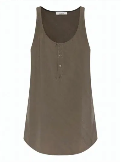 LEMAIRE SCOOP NECK SLEEVELESS TOP WITH FRONT BUTTON PLACKET