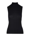 Lemaire Ribbed Polo Neck Tank Top In Black