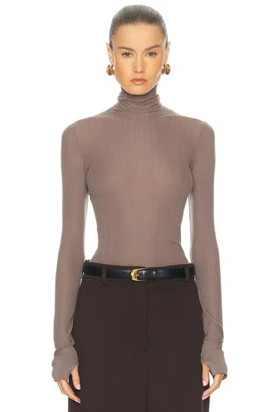 Lemaire Seamless High Neck Top In Brown