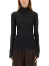Lemaire Grey Solid Turtle Neck Top In Grey