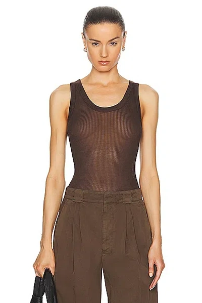 Lemaire Fine-ribbed Seamless Tank Top In Brown