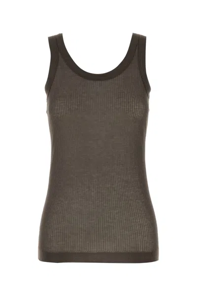 Lemaire Mud Viscose Blend Tank Top In Brown