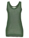Lemaire Ribbed Silk Jersey Tank Top In Smoky Green