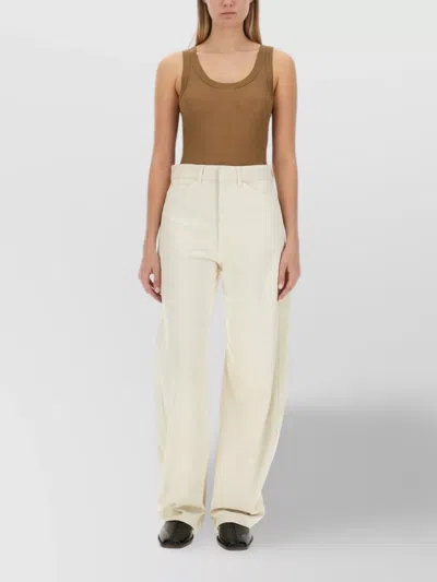 Lemaire Seamless Ribbed Scoop Neck Sleeveless Top In Brown