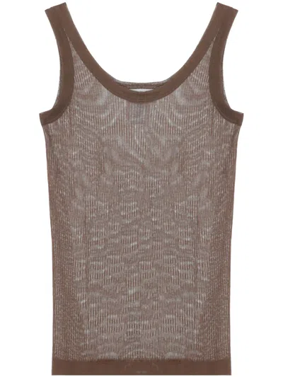 Lemaire Seamless Ribbed Tank Top In Brown