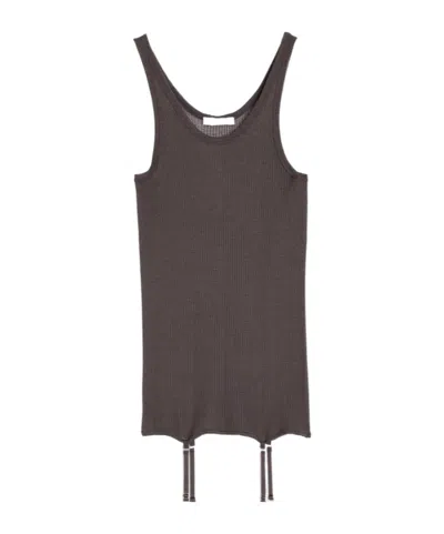 Lemaire Suspenders Seamless Rib Tank Top In Black
