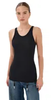 Lemaire Seamless Tank Top With Suspenders Granite Black In Black