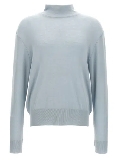 Lemaire High Neckline Seamless Turtle Jersey In Blue